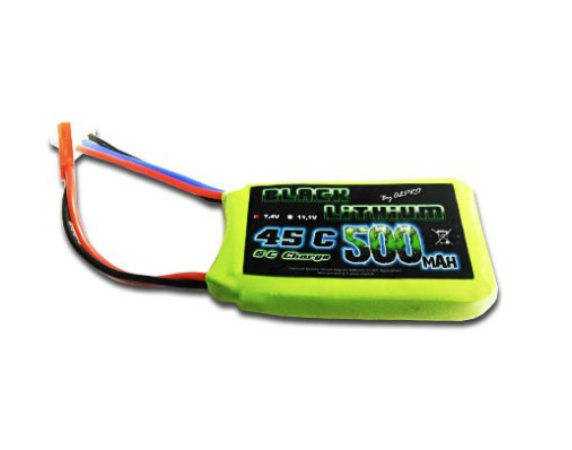 Accu Lipo 500mAh 2s 45C Prise Jst-Bec Black Lithium  Lipo 2S (7,4v)